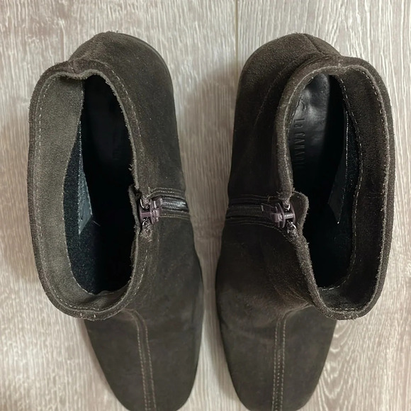 La Canadienne Waterproof Suede Heeled Square Toe Ankle Boots Dark Brown 8M - Picture 11 of 16